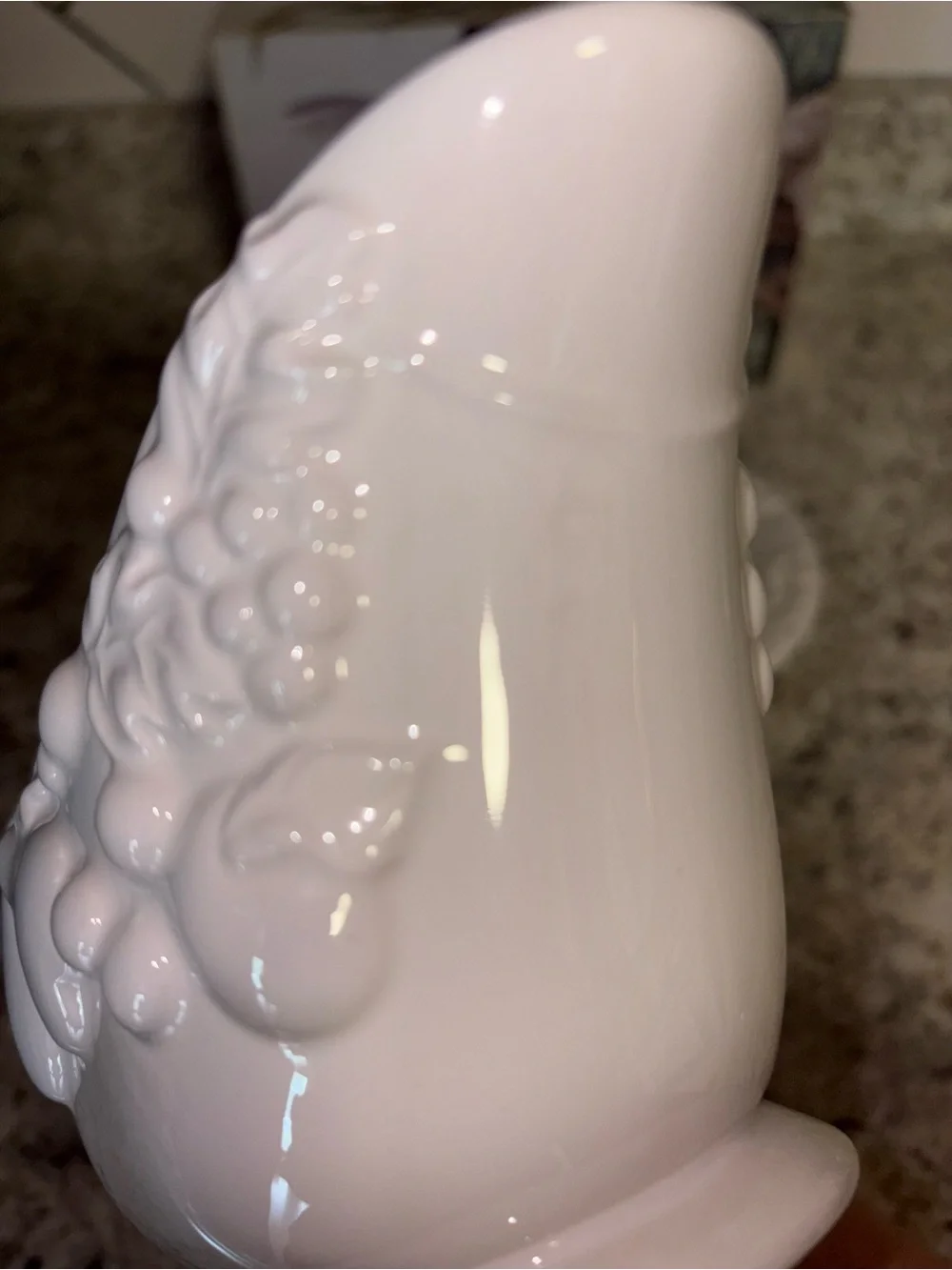 Vintage 1997 Gibson White Fruitful Embossed 1 3/4 Gravy Boat with Saucer Plate